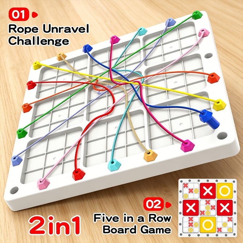 New Multi Play Tic Tac Toe Knot Tying Competition Game For Party Family Gatherings Unraveling Black - Image 3