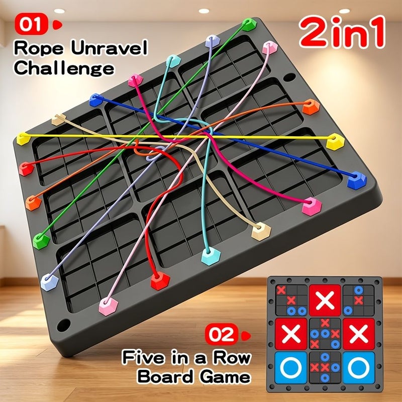 New Multi Play Tic Tac Toe Knot Tying Competition Game For Party Family Gatherings Unraveling Black - Image 4