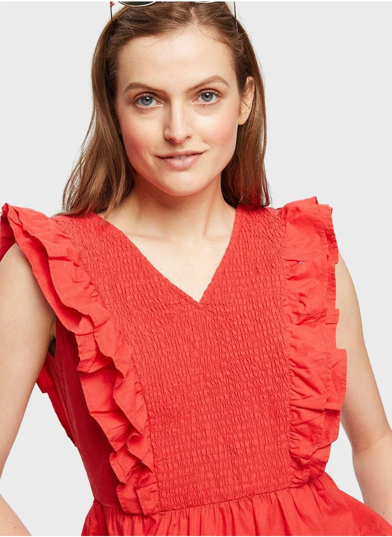 DOROTHY PERKINS V-Neck Ruffle Detail Top