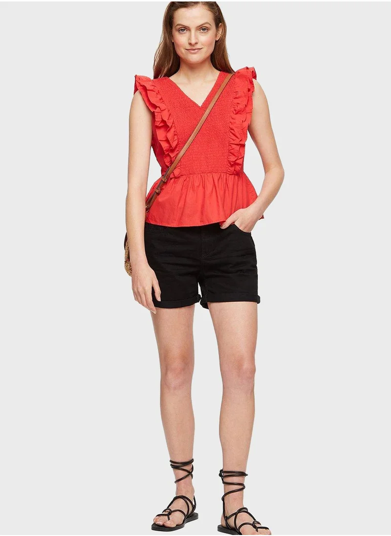 DOROTHY PERKINS V-Neck Ruffle Detail Top