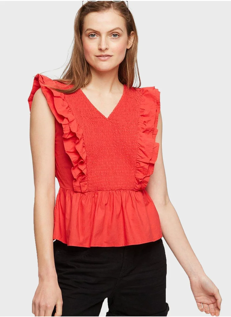 DOROTHY PERKINS V-Neck Ruffle Detail Top