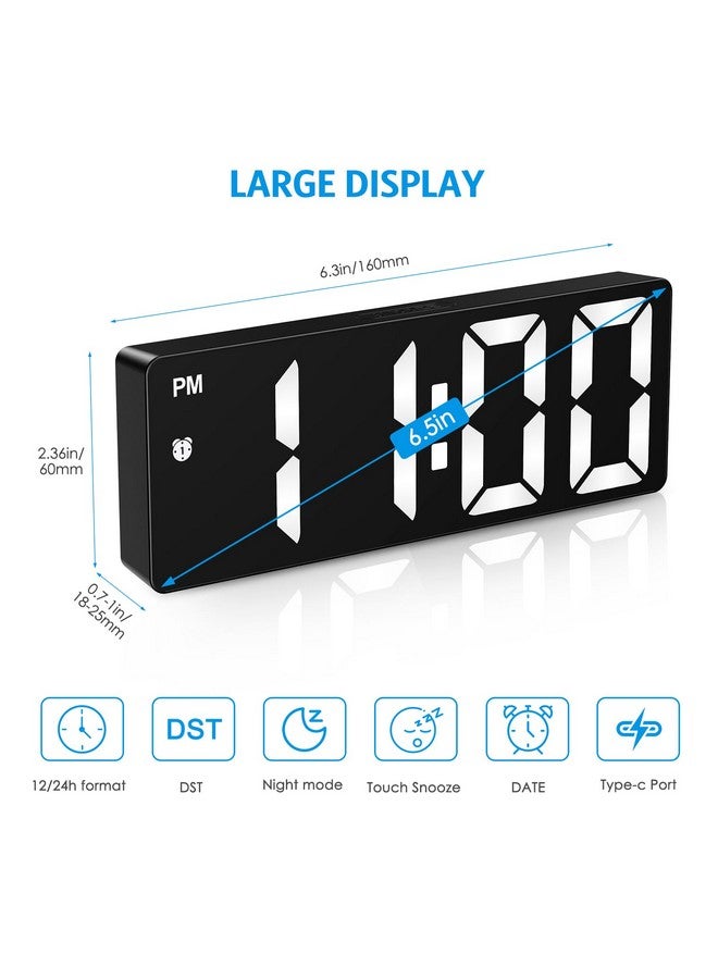 AMIR Digital Alarm Clock, [Upgraded Version] LED Clock for Bedroom, Electronic Desktop Clock with Type-C Port,Adjustable Brightness,DST,Snooze,12/24H Display for Home,Office - Image 1