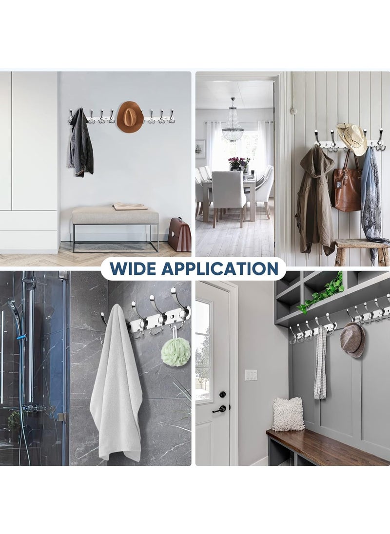 Wall Mounted Coat Rack, Five Heavy Duty Tri Hooks All Metal Construction for Jacket Coat Hat in Mudroom Entryway (silver, 1-Pack)