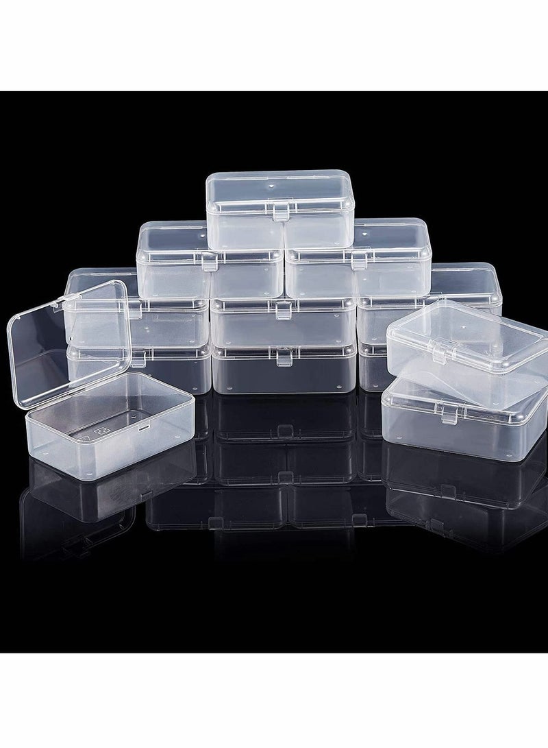 Y&D 12 Pack Clear Plastic Beads Storage Containers Box with Hinged Lid for and More, Mini Lids Small Items Other Craft Projects Rectangular - Image 1