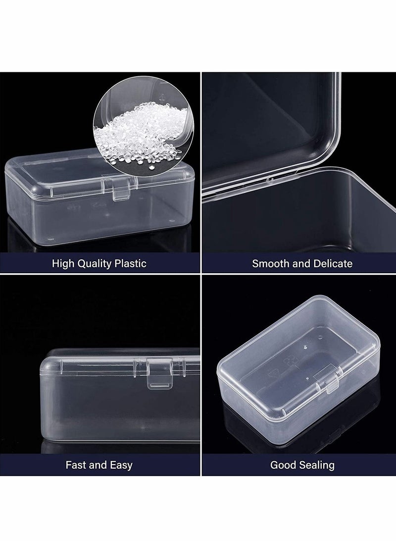 Y&D 12 Pack Clear Plastic Beads Storage Containers Box with Hinged Lid for and More, Mini Lids Small Items Other Craft Projects Rectangular - Image 3