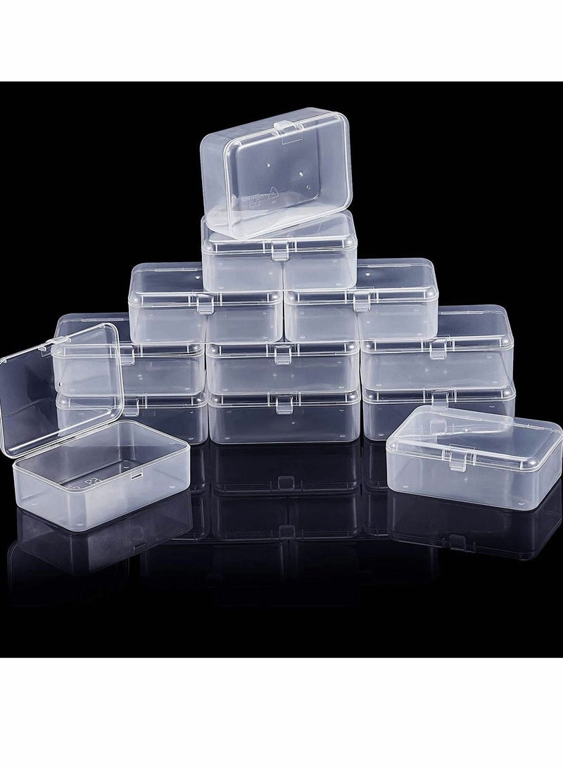 Y&D 12 Pack Clear Plastic Beads Storage Containers Box with Hinged Lid for and More, Mini Lids Small Items Other Craft Projects Rectangular - Image 2