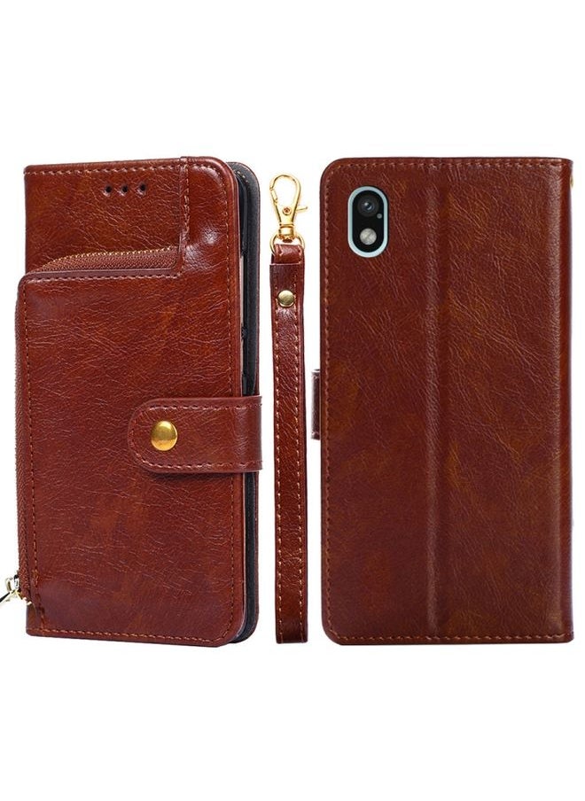 HuHa - Case Cover For For Sony Xperia Ace III Zipper Bag Leather Phone Case(Brown) - Image 1