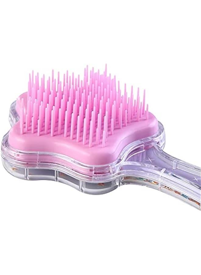 زو.رينا فرشاة شعر للبنات الصغيرات سهلة التمشيط من خلال التشابك - بدون سوائل، قصاصات لامعة بتصميم يونيكورن هدية للاطفال من سن 3-8 (ارجواني فاتح) - Image 5