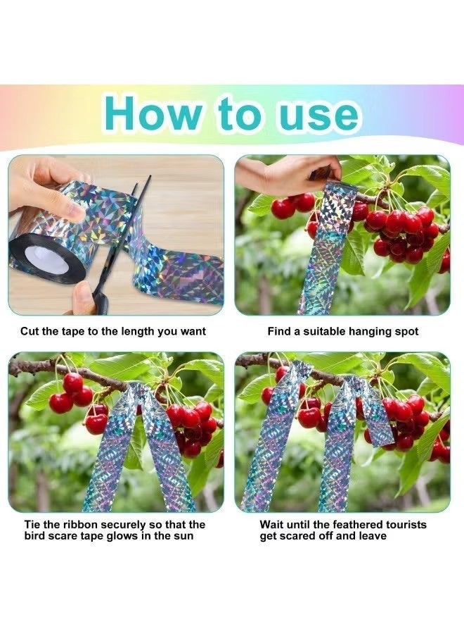 شريط طارد للطيور، عاكس للضوء على الوجهين، طارد للحمام والبط ونقار الخشب والإوز، مناسب للاستخدام الخارجي في المنزل والحديقة والفناء والبستان (4.8 سم * 80 سم) - Image 5
