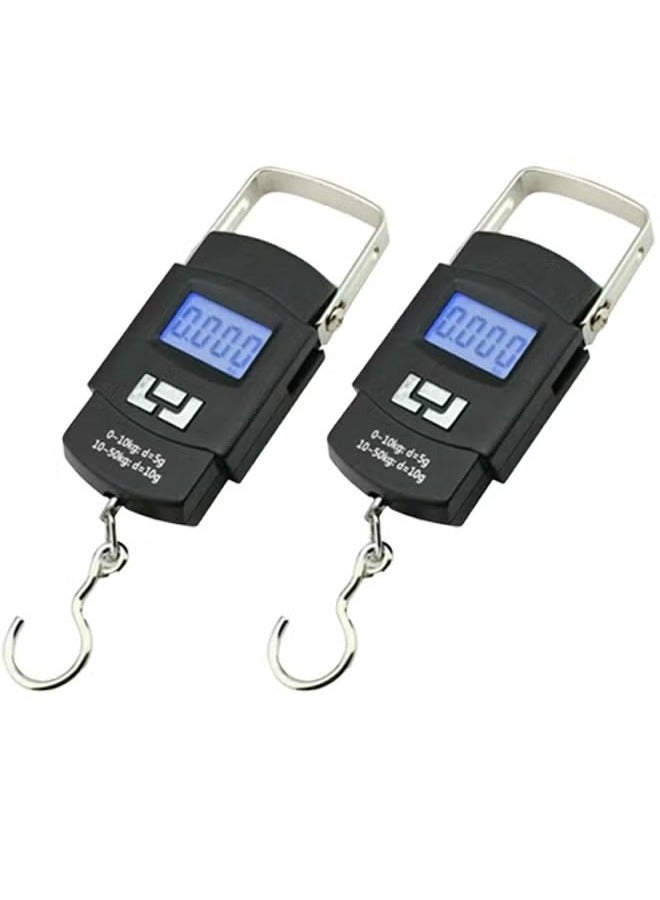 بريمو بلس ميزان امتعة محمول رقمي قابلة للحمل يزن حتى 50 كجم مع خطاف مدمج لتعليق الشنط (قطعتان) - Image 1