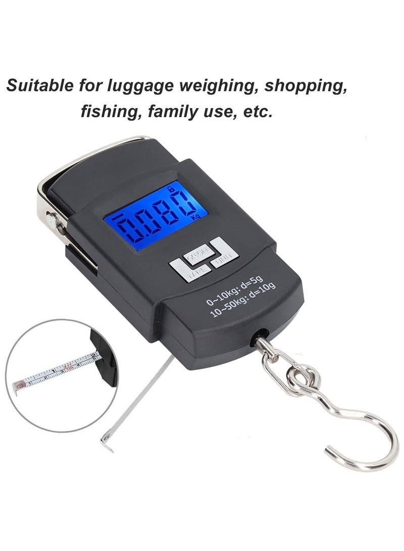 بريمو بلس ميزان امتعة محمول رقمي قابلة للحمل يزن حتى 50 كجم مع خطاف مدمج لتعليق الشنط (قطعتان) - Image 3