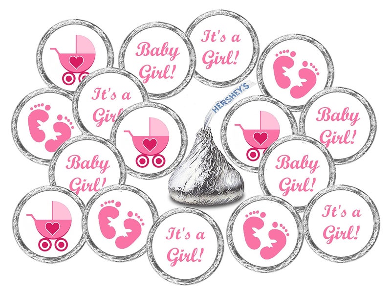 324 Pink Its a Girl Baby Shower Favors Stickers for Baby Shower Or Baby Sprinkle Party Decorations Baby Shower Kisses Stickers Baby Shower Pink Favors Labels Its a Girl Kisses Made in USA