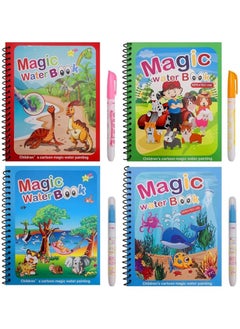 Generic Coloring Book 4 Pieces Magic Water Coloring Book Lightning With Magic Pen And Painting Drawing  - Image 1