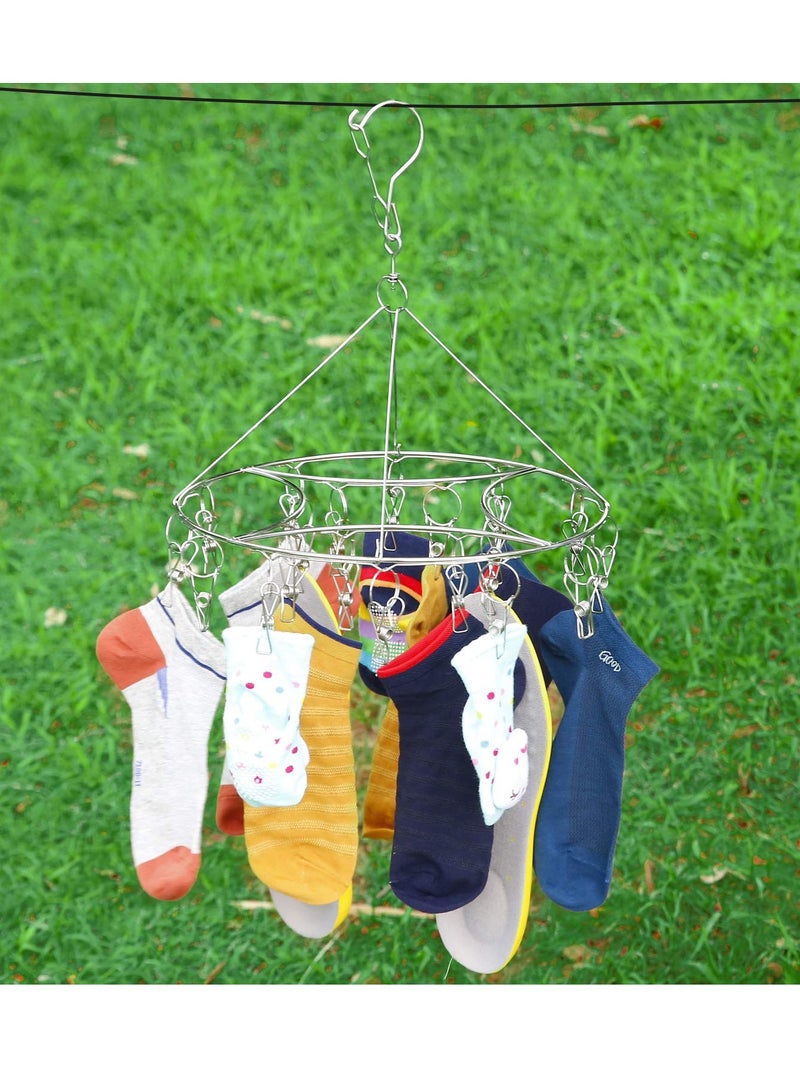 2 Pack Stainless Steel Rotatable Sock Dryer for Underwear, Baby Clothes & Small Laundry Items - 20 Pegs for Efficient Drying - Image 5