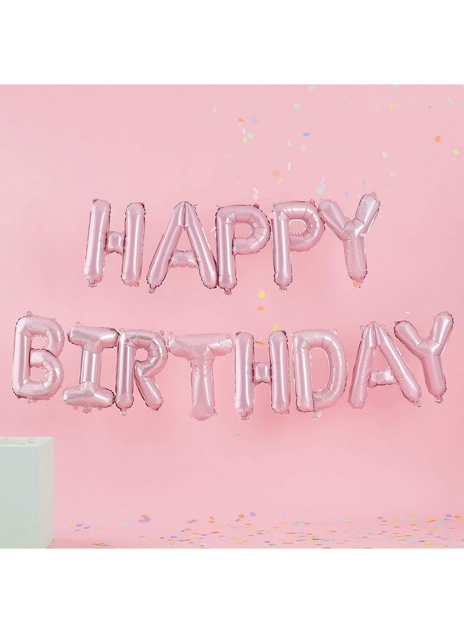 Ginger Ray Pastel Pink Happy Birthday Party Balloon Bunting Decoration Banner No Helium Needed 12 X 16 Inch - Image 1