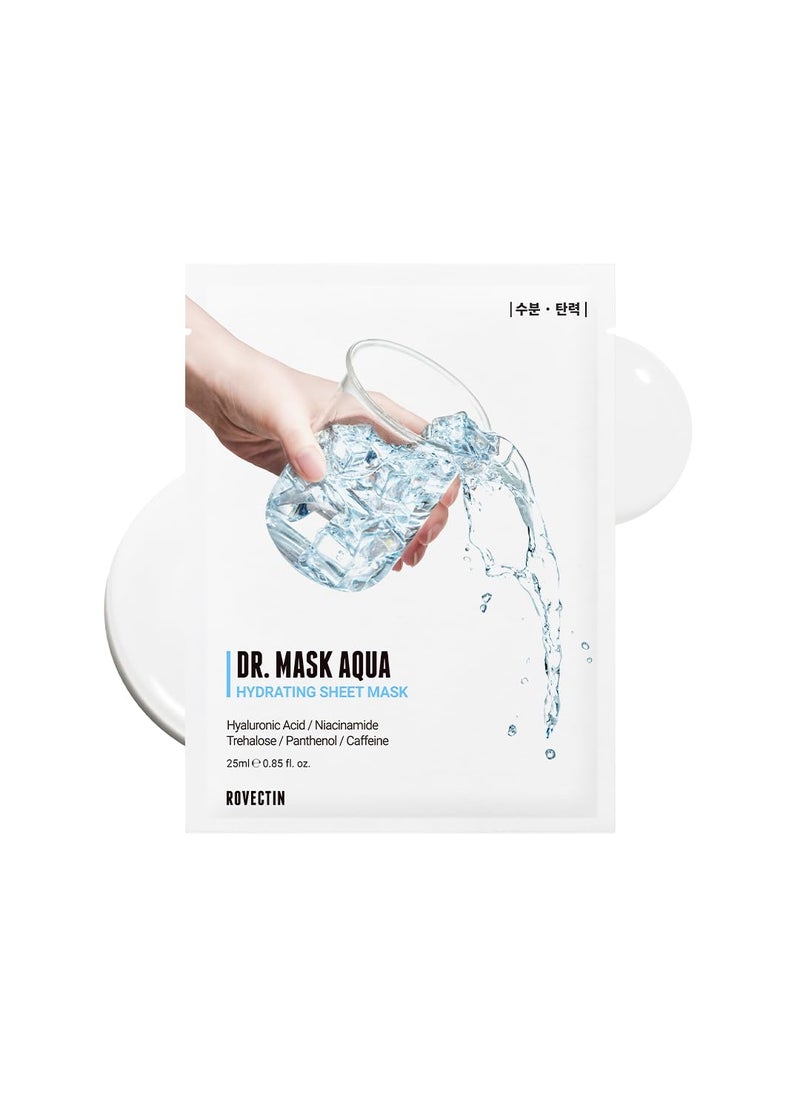 rovectin - ROVECTIN] Dr. Mask AQUA (5 ea.) - 7 Layers of Hyaluronic Acid Facial Mask Sheet with Niacinamide (Vitamin B3) and Panthenol (Vitamin B5) - Image 1