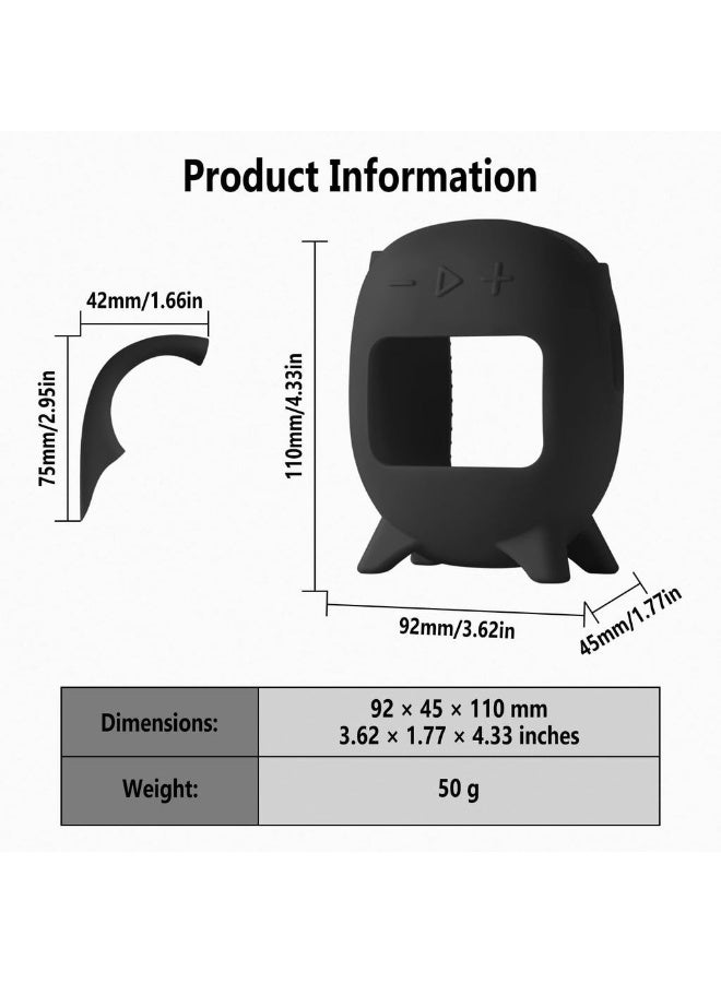 for JBL Clip 5 Case, Soft Silicone Protective Cover, Black - Image 3