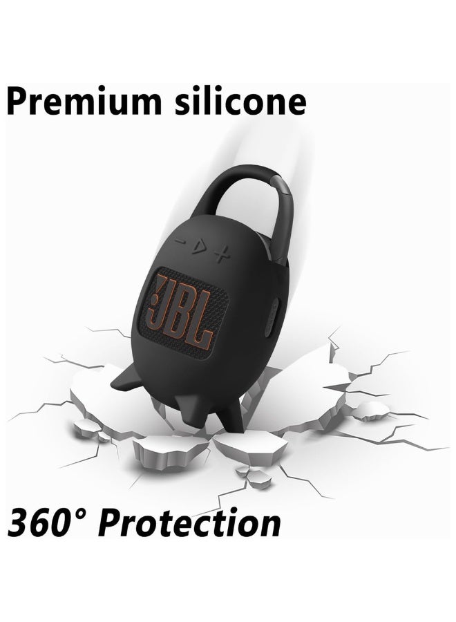 for JBL Clip 5 Case, Soft Silicone Protective Cover, Black - Image 4