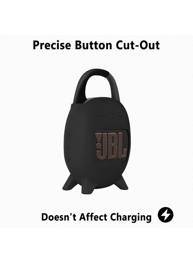for JBL Clip 5 Case, Soft Silicone Protective Cover, Black - Image 5