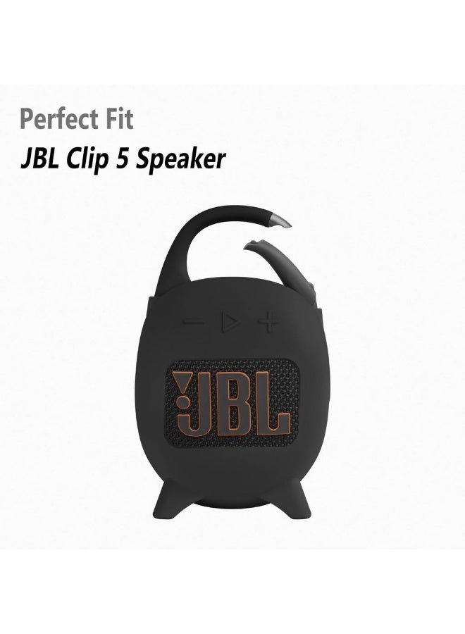 for JBL Clip 5 Case, Soft Silicone Protective Cover, Black - Image 2
