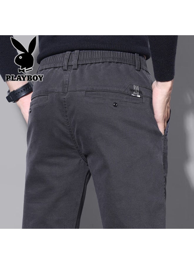 Playboy High-end Casual Pants For Men Spring Summer New Elastic Loose Straight Business Trousers Trendy Versatile Men's Long Pants - Image 1