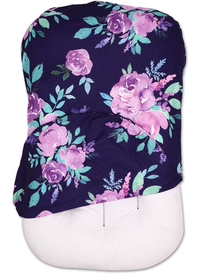 TANOFAR Baby Padded Loungers Cover, Purple Flower Newborn Lounger Cover Boys & Girls, Baby Nest Case, Removable Nest Slipcover, Ultra Comfortable Comfy, Snugly Fit(Lounger not Included) - Image 1