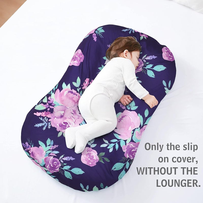TANOFAR Baby Padded Loungers Cover, Purple Flower Newborn Lounger Cover Boys & Girls, Baby Nest Case, Removable Nest Slipcover, Ultra Comfortable Comfy, Snugly Fit(Lounger not Included) - Image 4
