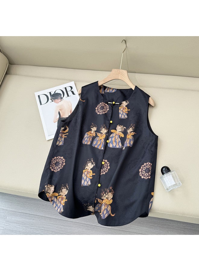 XINYANG New Chinese Style Improved Vest 2025 Early Autumn Printed Lady Figure Layered Waistcoat Women'S Vest - Image 2