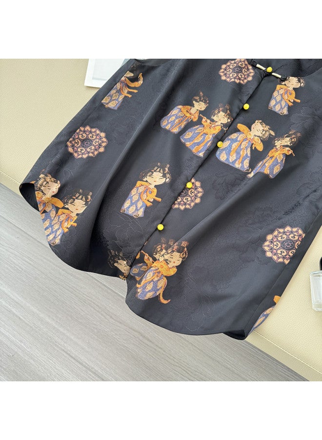 XINYANG New Chinese Style Improved Vest 2025 Early Autumn Printed Lady Figure Layered Waistcoat Women'S Vest - Image 5