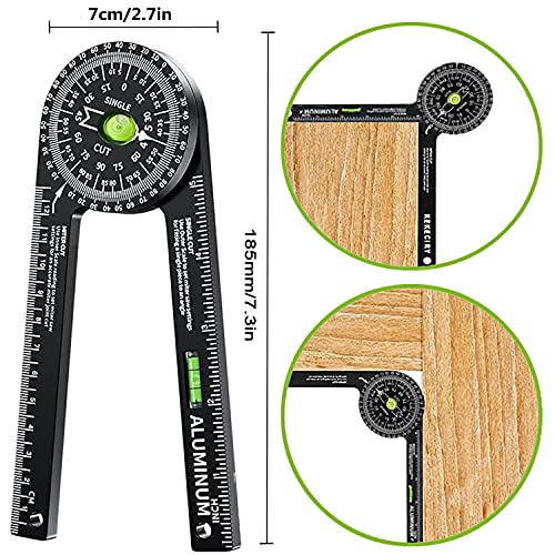 Miotorio Miter Saw Protractor,Aluminum Protractor Angle Finder with Level Gauge High Precision Laser Inside & Outside Miter Angle Finder for Angle Finder Carpenters, Trim work,Plumbers and All Building Trades - Image 2