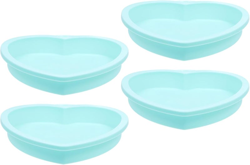 4pcs 6-inch Green Heart Shaped Silicone Baking Cake Molds Non-stick Mousse Dessert Kitchen Bakeware for DIY Pastry and Baking Supplies - Image 1