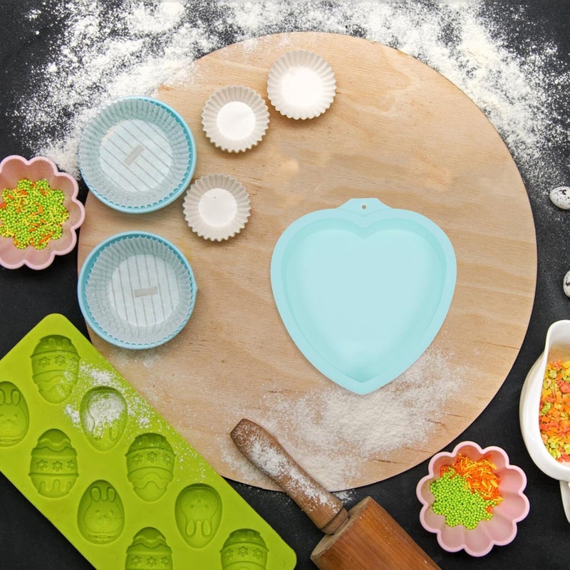 4pcs 6-inch Green Heart Shaped Silicone Baking Cake Molds Non-stick Mousse Dessert Kitchen Bakeware for DIY Pastry and Baking Supplies - Image 5