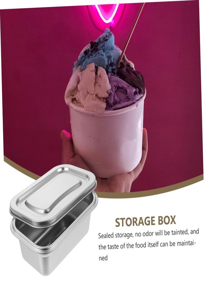 DOITOOL Reusable Ice Cream Storage Containers for Freezer with Lids Stainless Steel Freezer Box Insulated Ice Cream Tub Fridge Organizer Box for Refrigerator, 17 X 11 X 7cm - Image 5