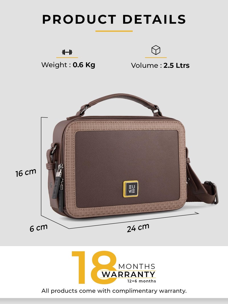 EUME Regalia Sling Bag for Men & Women | Crossbody Travel Bag | Lightweight 2.5L Daily Use Bag | Rustic Brown - Image 3