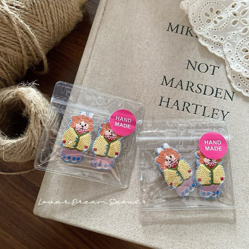 Korean Style Colorful Plush Bear BB Hair Clips for Women - Image 2