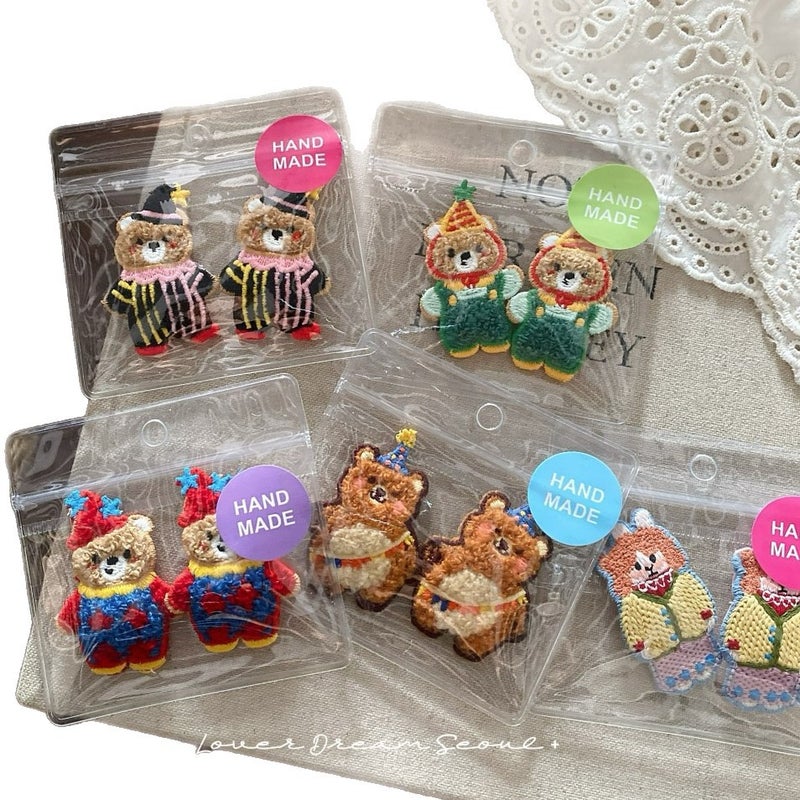 Korean Style Colorful Plush Bear BB Hair Clips for Women - Image 5