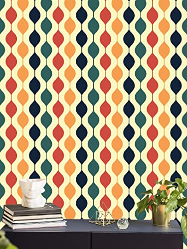 JiffDiff Retro Checkered Wallpaper Peel and Stick 15.7"x 118" Retro Geometric Wallpaper Checkered Contact Paper Abstract Modern Wall Paper 1970s Wall Decor Colorful for Bathroom Cabinet - Image 5