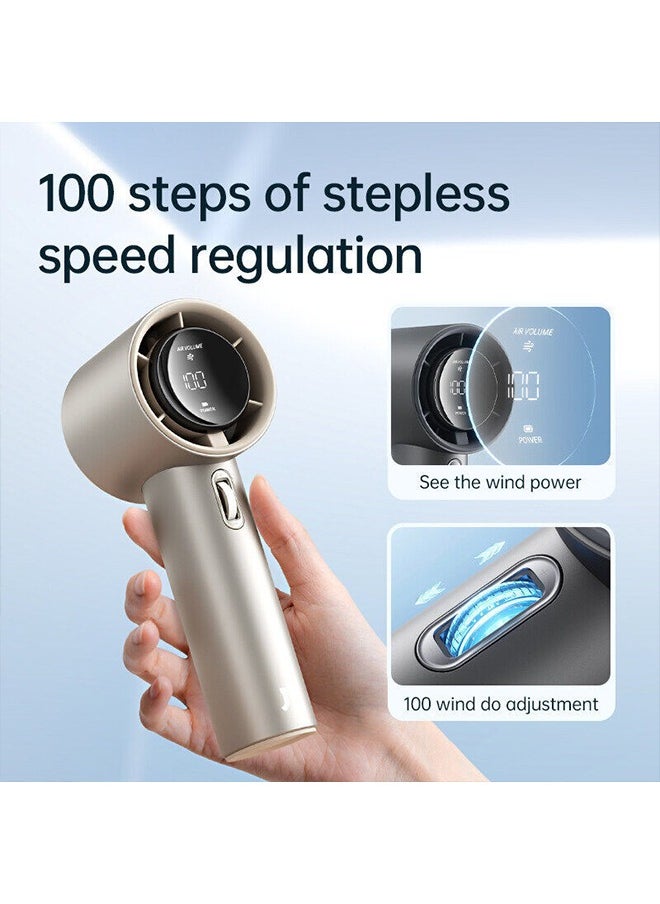 JISULIFE - JISULIFE Portable Handheld Fan Strong Wind 100 Gear Wind Speed Mini Rechargeable Fan Electric Fan Metal Body Digital Display Adjustable Turbo Fan For Commuting Outdoor Sports Pro1s - Image 1