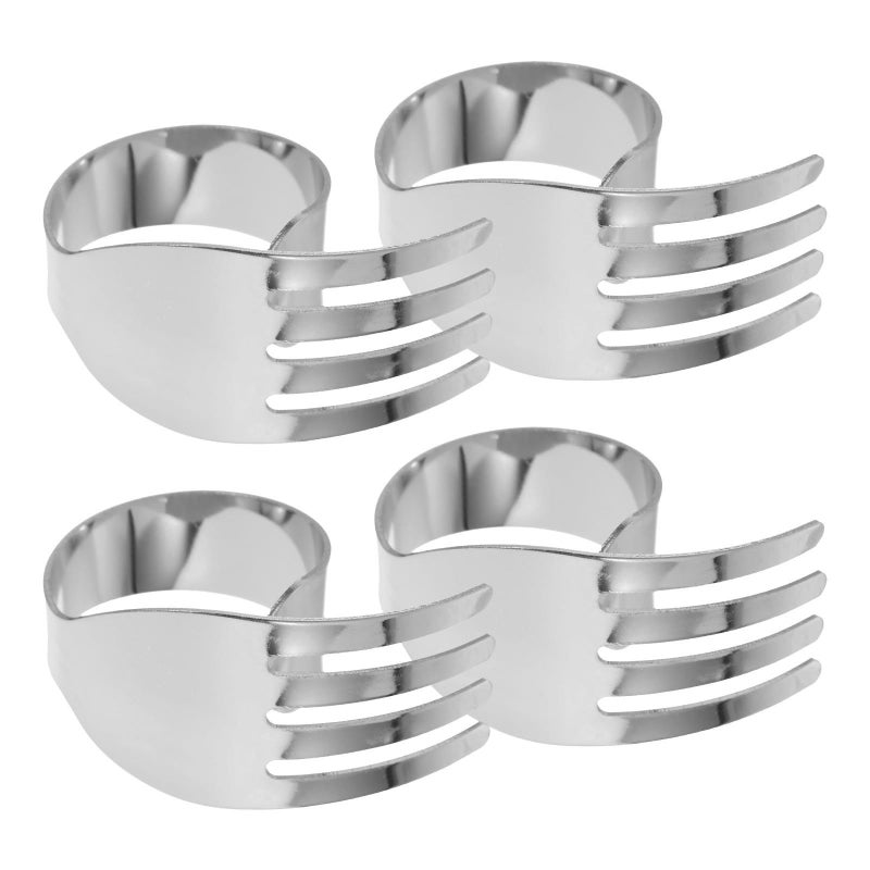 Silver Metal Fork Shaped Napkin Rings Set For Wedding Dining Restaurant Home - Image 2