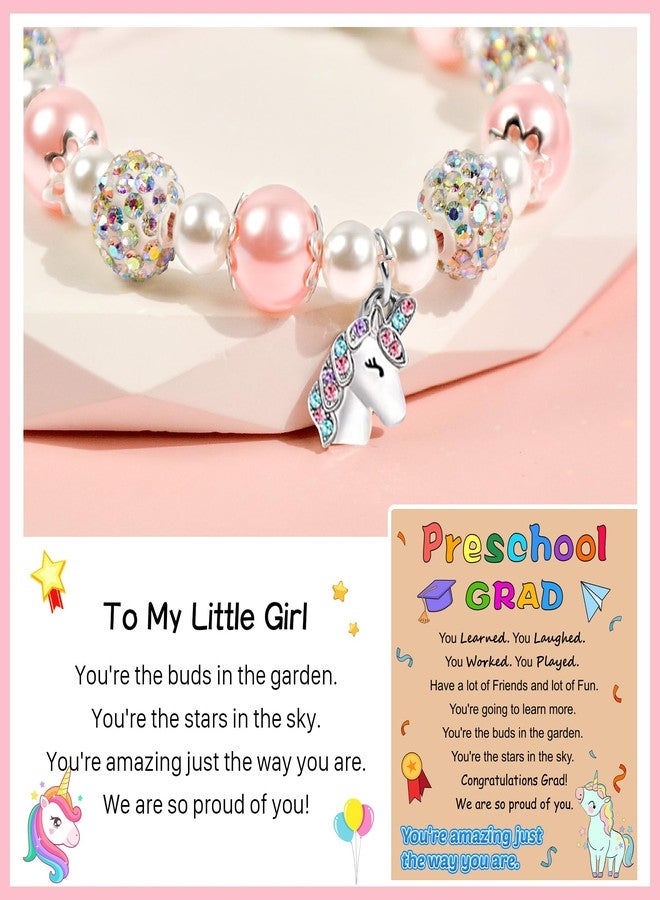 Parma77 2026 Preschool Graduation Gifts, Adjustable Unicorn Bracelet with Pearl & Rhinestone Ball, Graduation Gifts for Kindergarten Students Daughter Granddaughter Niece - Image 2