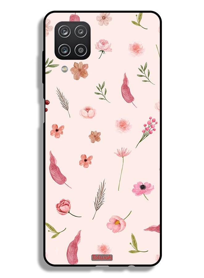 Tolwak Samsung Galaxy A12 Protective Case Cover Leaves And Roses Pattern - Image 1