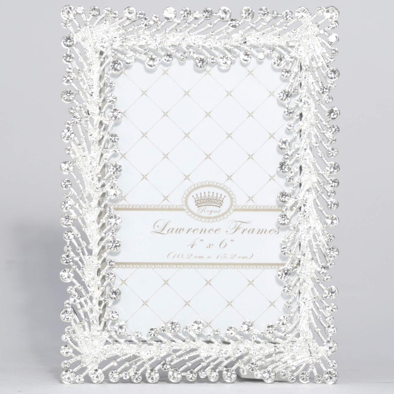 Lawrence Frames 4x6 Jasmond Silver Metal Crystal Spray Picture Frame - Image 1