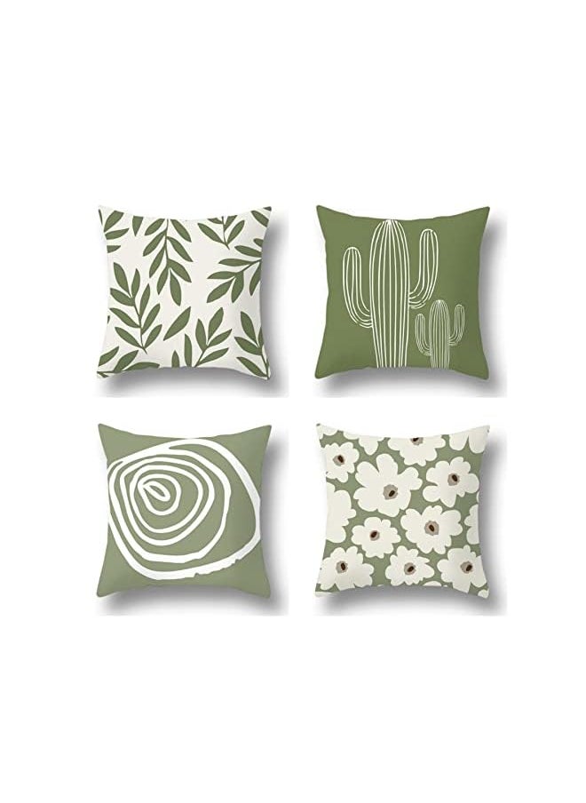 Pillow Covers 18x18, Set of 4 Square Throw Pillow Cover Protector Cushion Covers Pillowcase Home Decor Decorations for Sofa Couch Bed Chair Car (Green 1) - pzsku/ZB6864D8B33F27CF6CC7CZ/45/_/1694811288/35c14343-9f74-4def-9de3-0dae89e3b06d