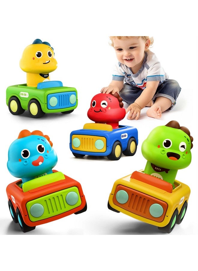 iPlay, iLearn ألعاب سيارات الضغط للذهاب من iPlay و iLearn للأطفال من 1-3 سنوات، سيارات سباق الحيوانات للأطفال، مجموعة مركبات اللعب للأطفال الرضع، سيارات ديناصور دفع للأطفال من 6-9-12-18 شهر، هدية عيد ميلاد أول للأطفال من 1-2 سنوات - Image 1