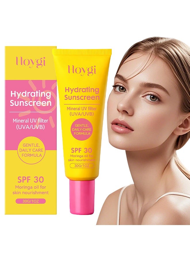 Hoygi Moisturizing Sunscreen: Daily gentle care for smooth, soft, and hydrated skin, refreshing without being sticky or greasy， comfortable - 30g