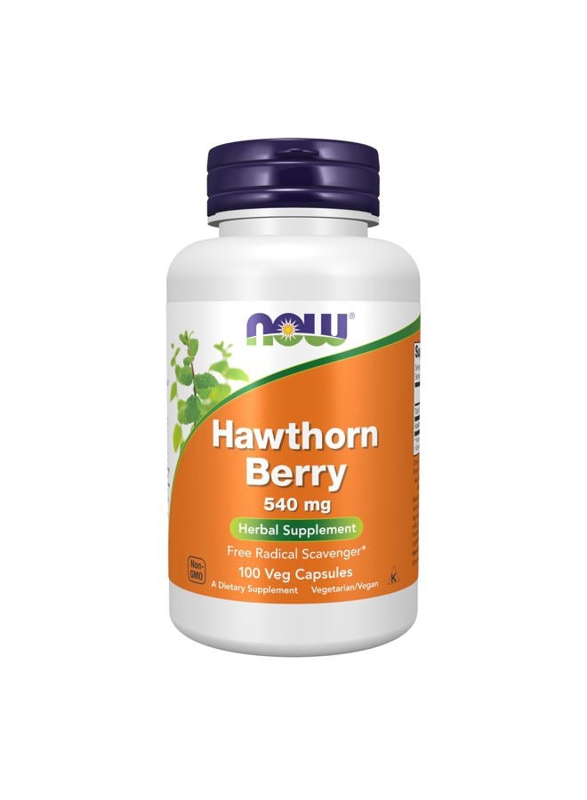 now Supplements, Hawthorn Berry 540 mg, Free Radical Scavenger*, Herbal Supplement, 100 Veg Capsules - Image 1