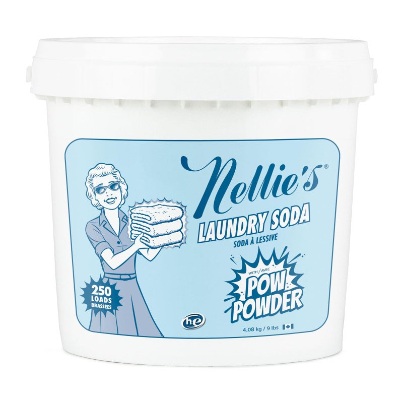 Nellie's صودا غسيل نيللي مع مسحوق POW - 250 غسلة - منظف غسيل صديق للبيئة مع إنزيمات نشطة لمكافحة البقع - عالي الكفاءة، لطيف على البشرة والبيئة - (صنع في كندا) - Image 1