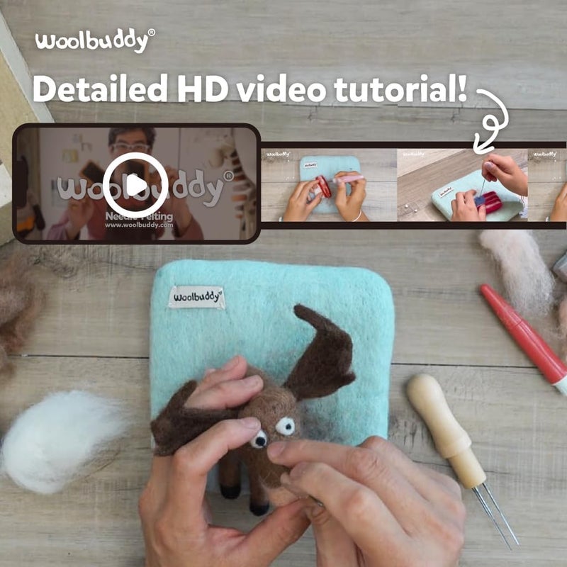 Woolbuddy Needle Felting Kit for Beginners & Adults – Llama DIY Felt Animal Starter Kit with Natural Wool Roving, Felting Needles & Step-by-Step Instructions - Image 5