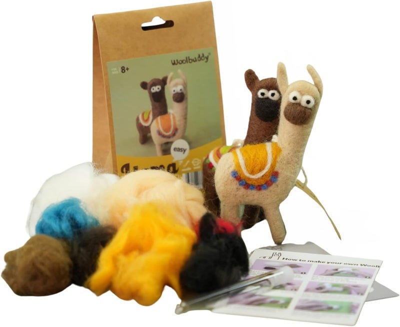 Woolbuddy Needle Felting Kit for Beginners & Adults – Llama DIY Felt Animal Starter Kit with Natural Wool Roving, Felting Needles & Step-by-Step Instructions - Image 3
