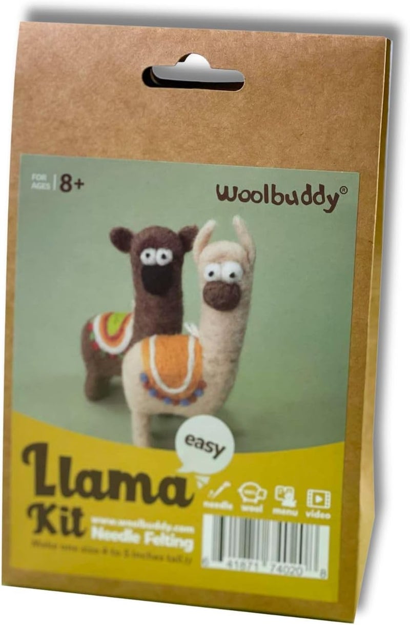 Woolbuddy Needle Felting Kit for Beginners & Adults – Llama DIY Felt Animal Starter Kit with Natural Wool Roving, Felting Needles & Step-by-Step Instructions - Image 2